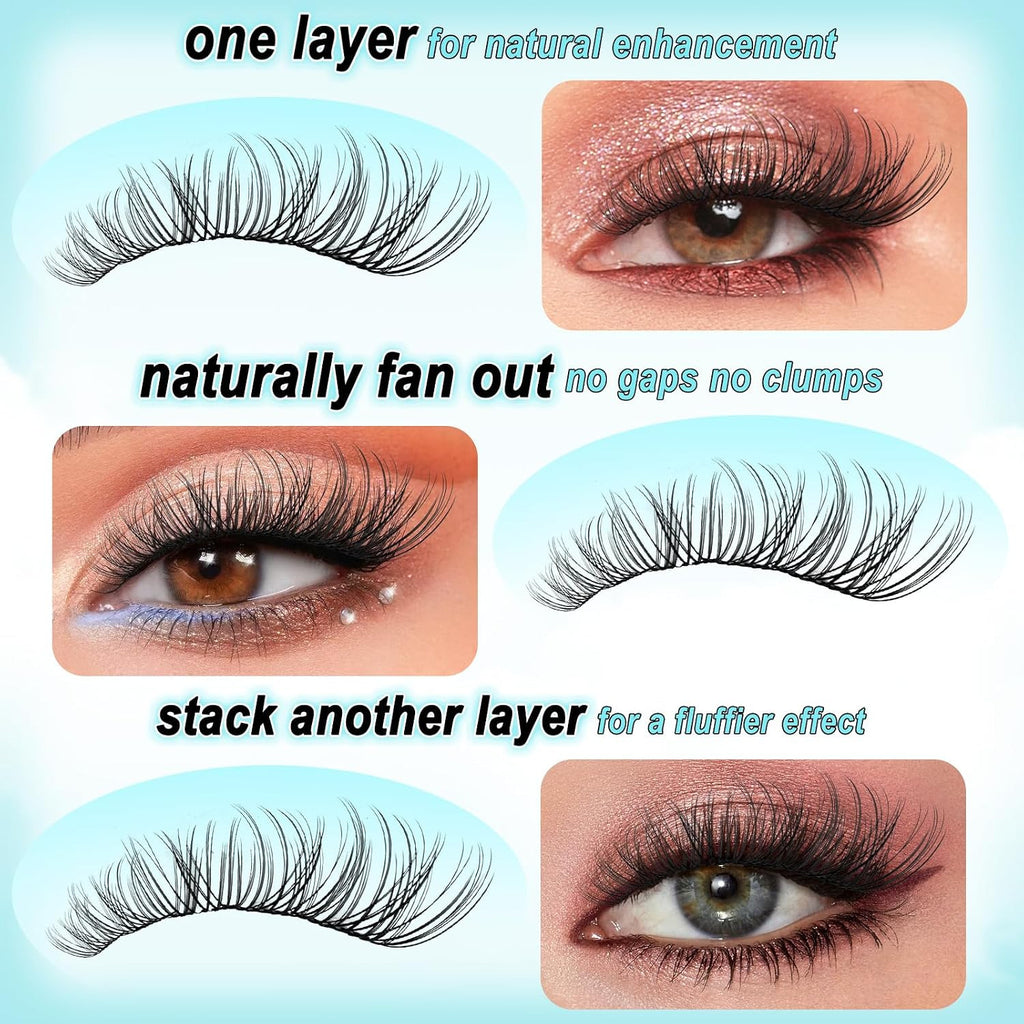 Natural Wispy Lash Clusters for DIY Eyelash Extensions 8-18mm