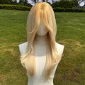 Long Straight 26-Inch Platinum Rose Blonde Wig High Heat Gloss for Women