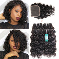 Virgin Remy Water Wave Human Hair Bundles with Closure - 50g Weave