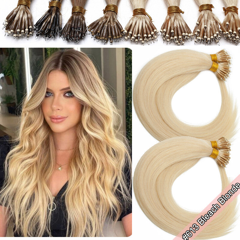 100g Nano Ring Hair Extensions - Real Human Hair, Micro Beads, Balayage Options