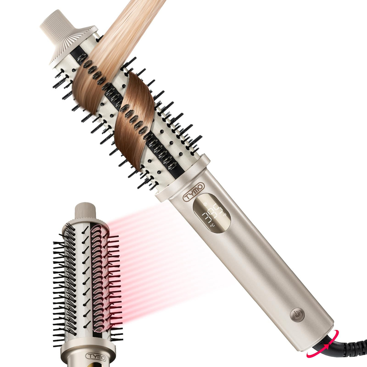1.5 Inch Heated Round Hair Volumizer Brush with LCD Display