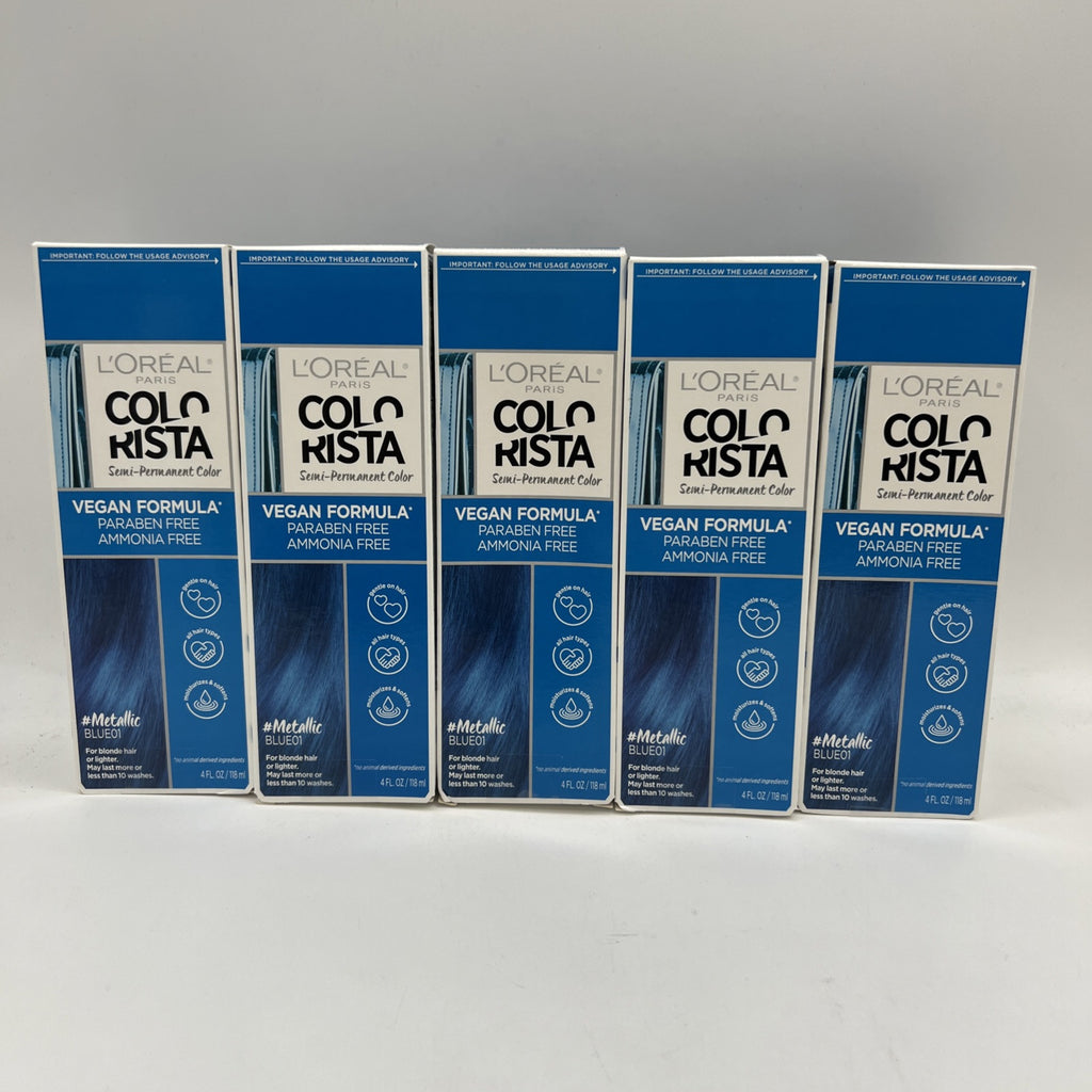 Semi Permanent Hair Color Kit Metallic Blue 5 Pack - Vibrant Hair Dye