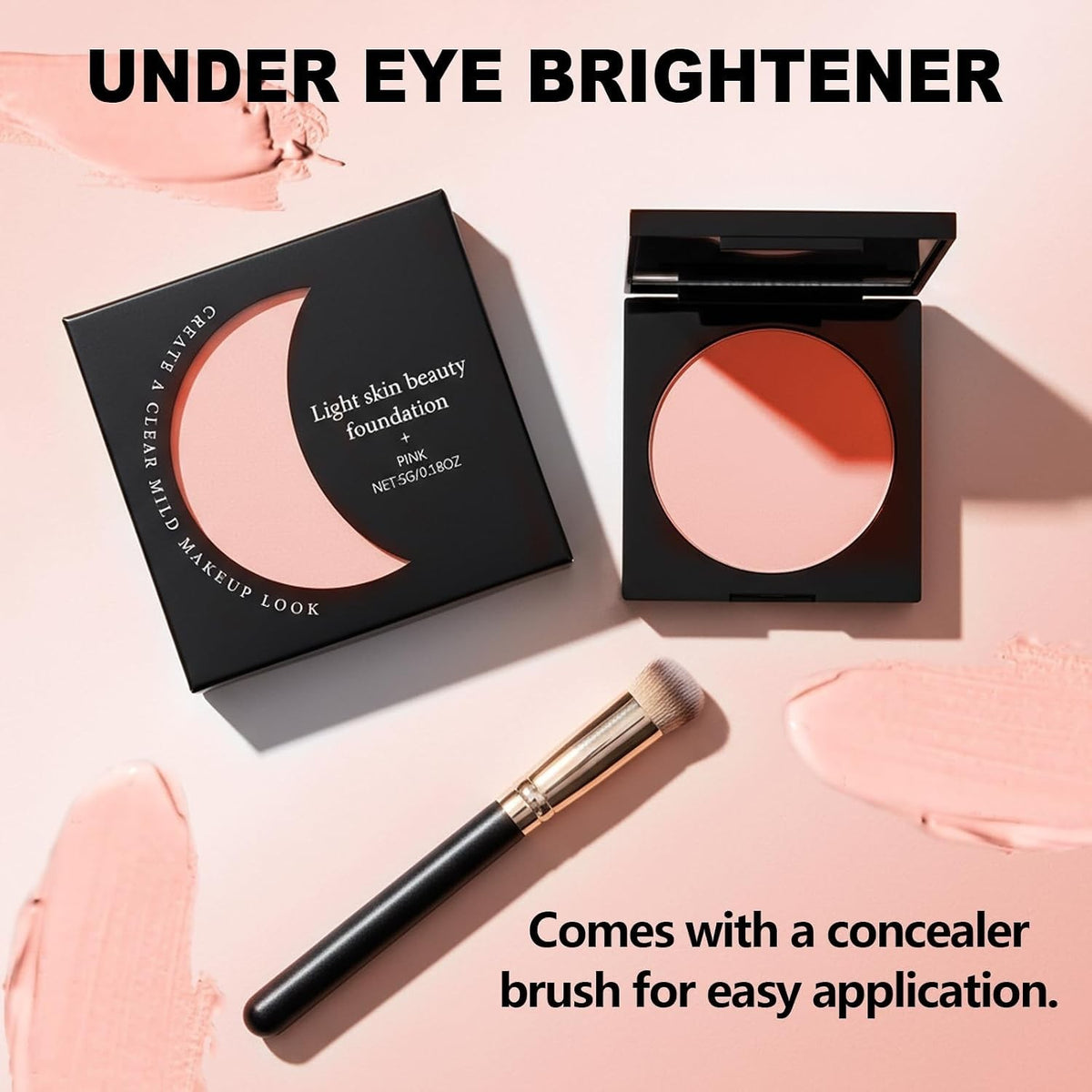 Brightening Under Eye Concealer with Pink Tone, Long-Lasting & Moisturizing
