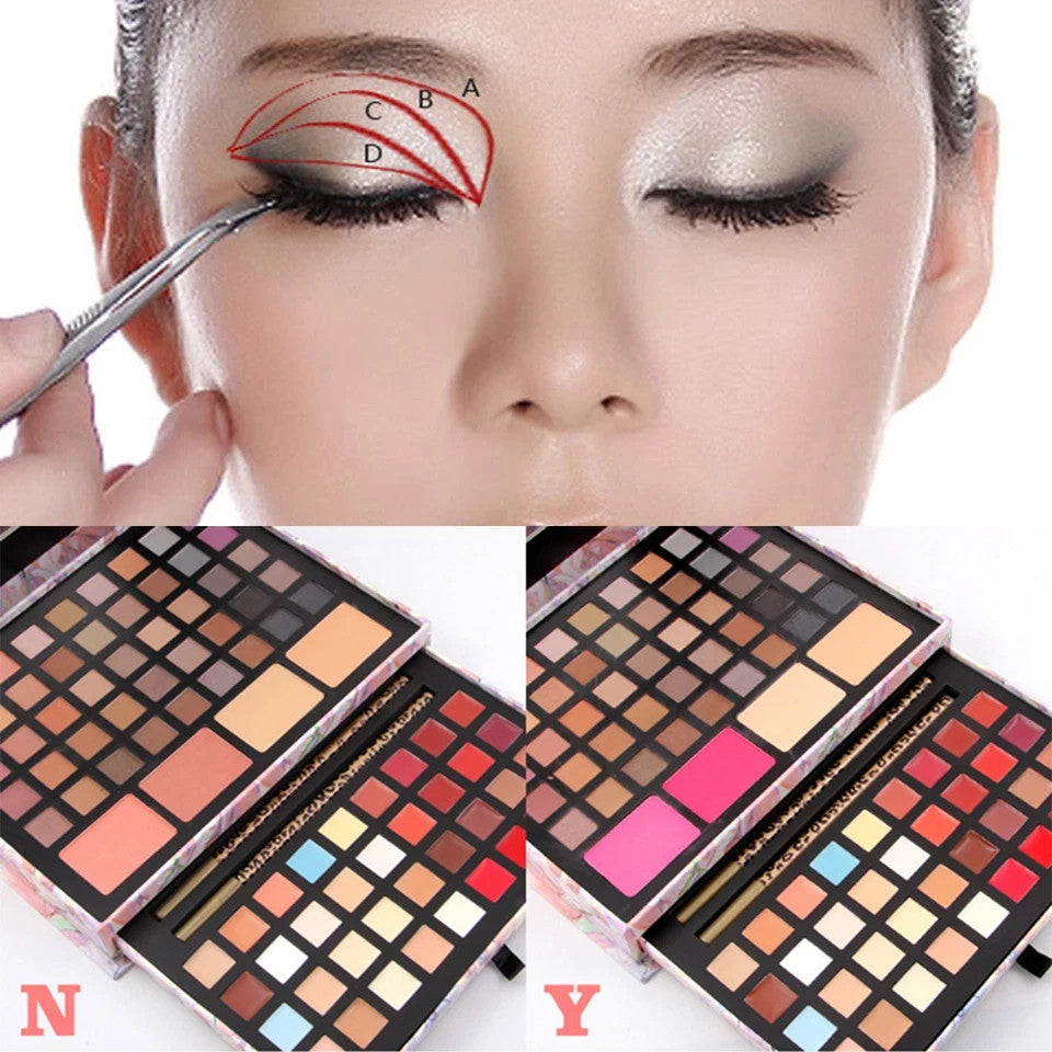 Miss Rose Deluxe All-in-One Makeup Palette – Eyeshadow, Concealer, Blush, Lipstick & Brow Kit