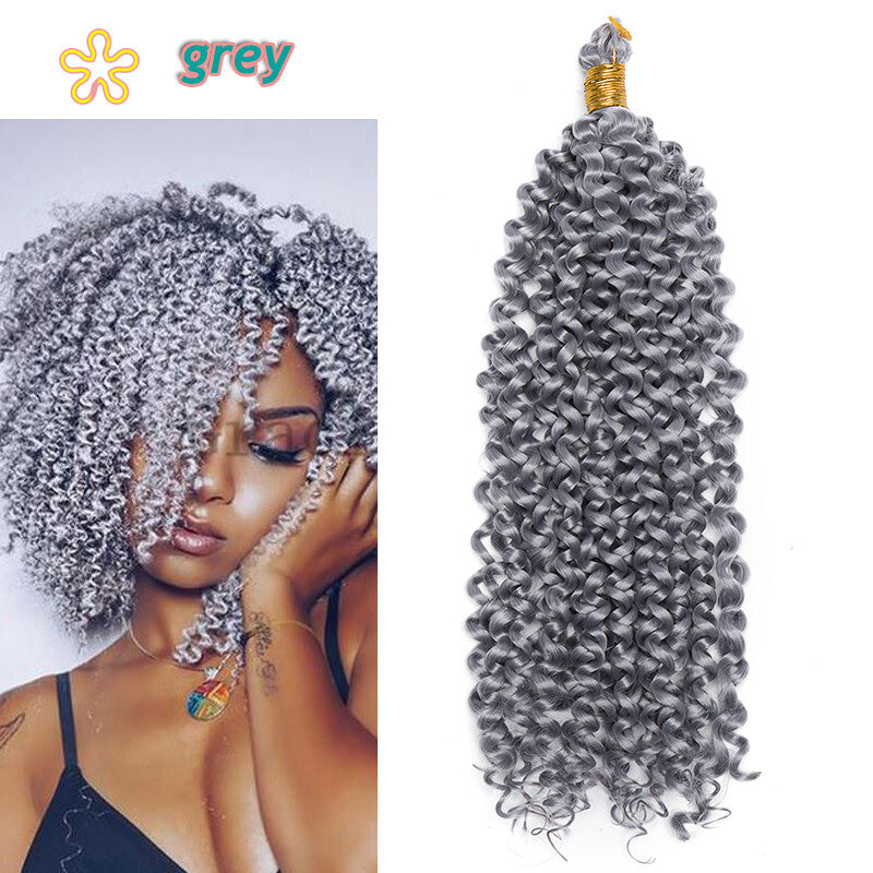 14-Inch Water Wave Crochet Hair Extensions for Black Women - Synthetic Braids