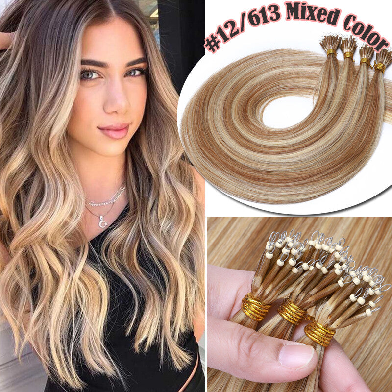 150g Thick Nano Ring Human Hair Extensions with Micro Beads for Ombre Styles