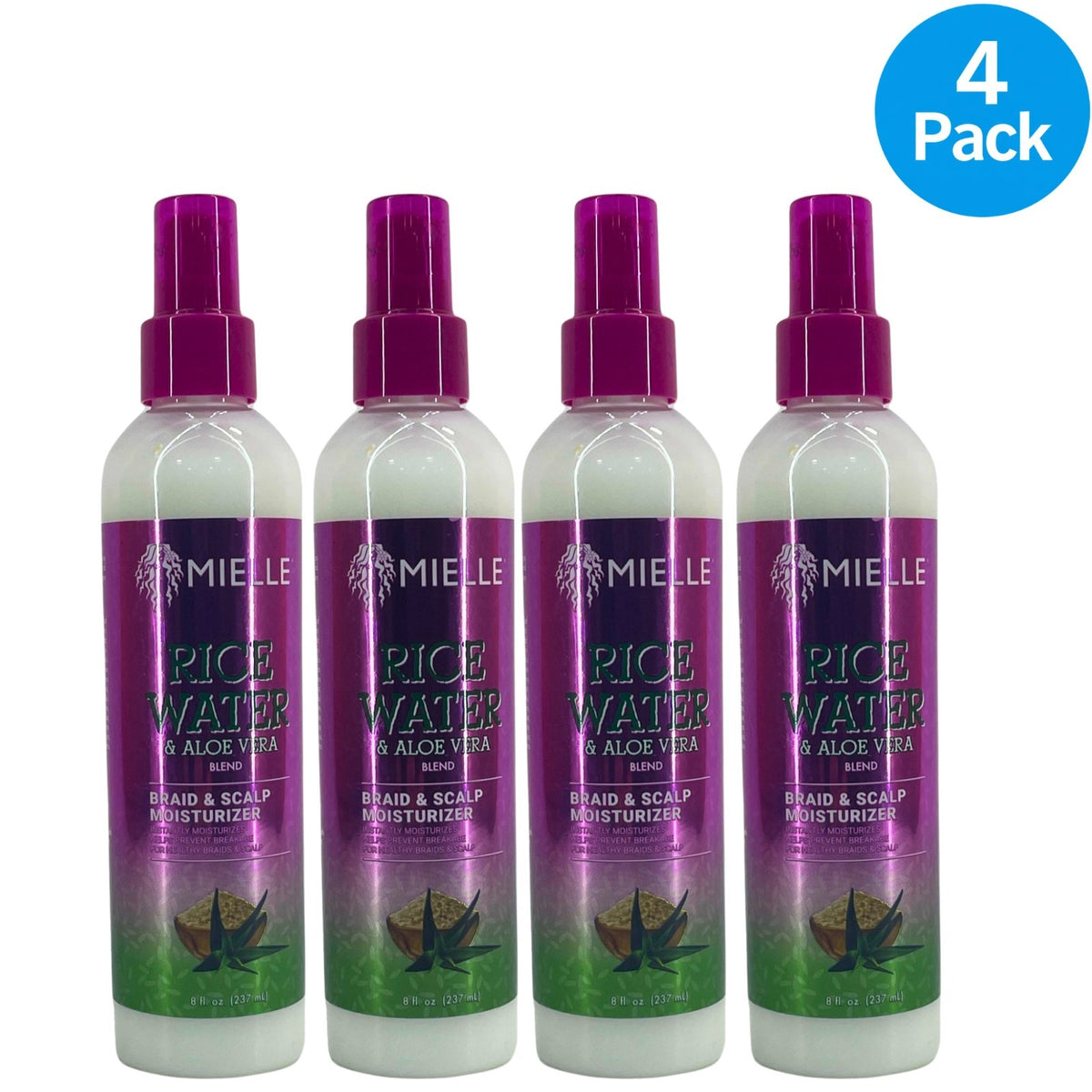 Moisturizing Braid & Scalp Spray - Rice Water & Aloe Vera, 8 fl oz, Pack of 4