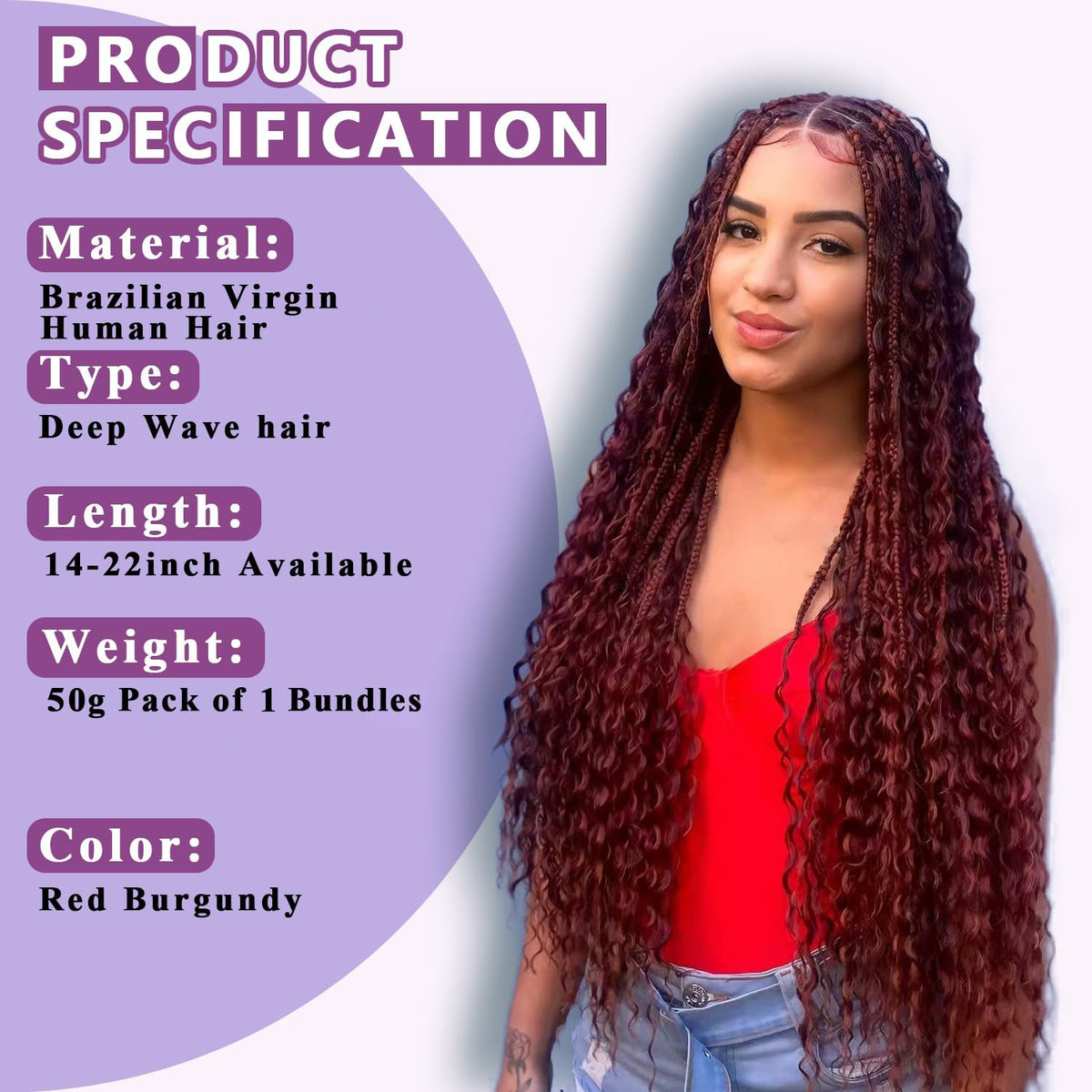 Deep Wave Human Hair Bundles 50g No Weft Brazilian Virgin Hair - Unbranded