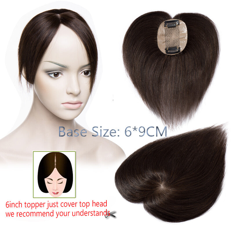 Remy Human Hair Topper with Silk Base Clip-In Hairpiece for Volume & Coverage