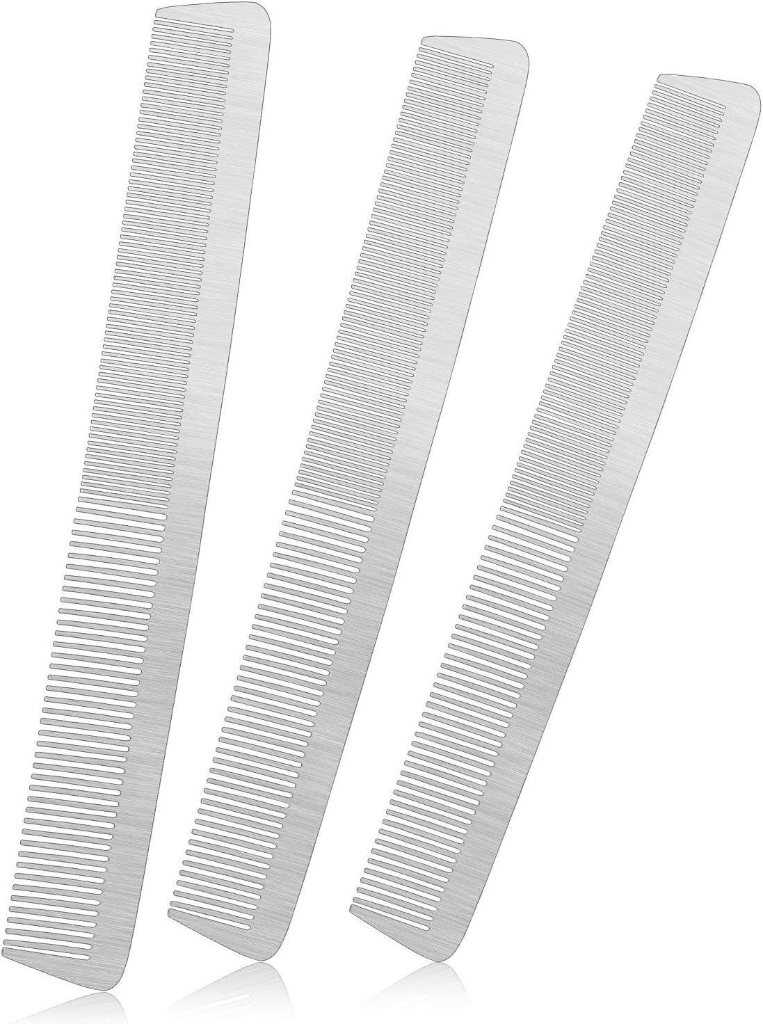 Stainless Steel Barber Comb Set - Double Sided Hair Styling & Cutting Tools