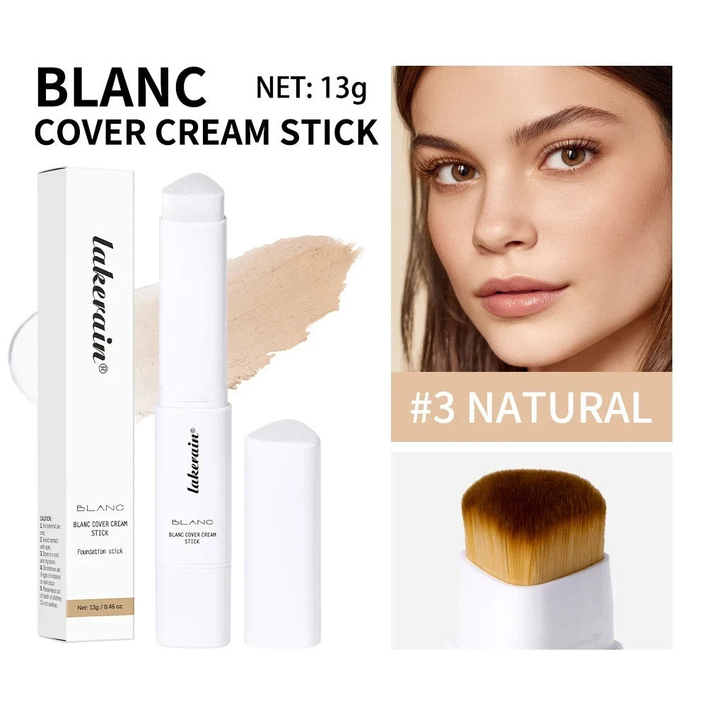 Color-Changing Foundation Stick with Brush, Full Coverage, Hydrating Skin Care