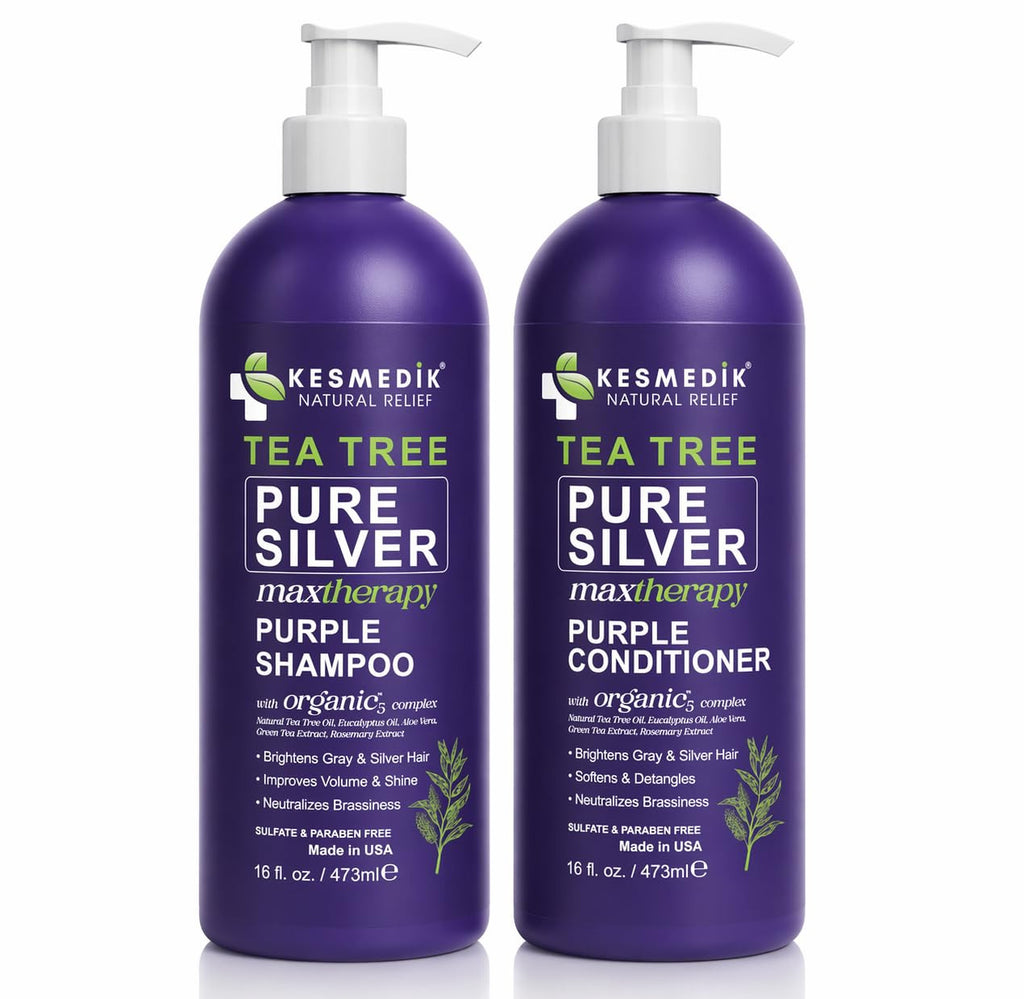 Purple Shampoo & Conditioner Set for Bleached, Silver & Gray Hair - Anti-Brass Toner
