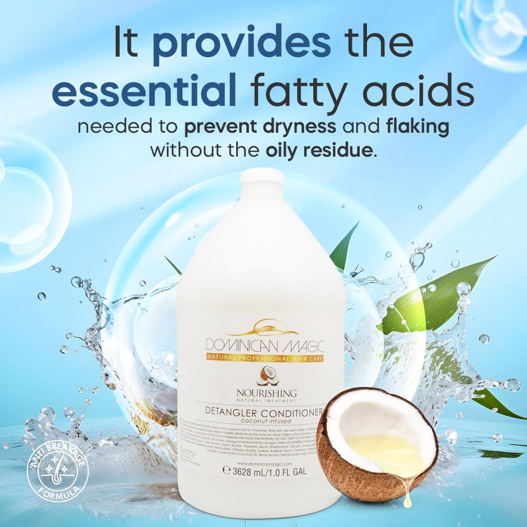 Coconut Detangler Conditioner Gallon - Deep Hydrating Hair Care for Dry & Curly Hair