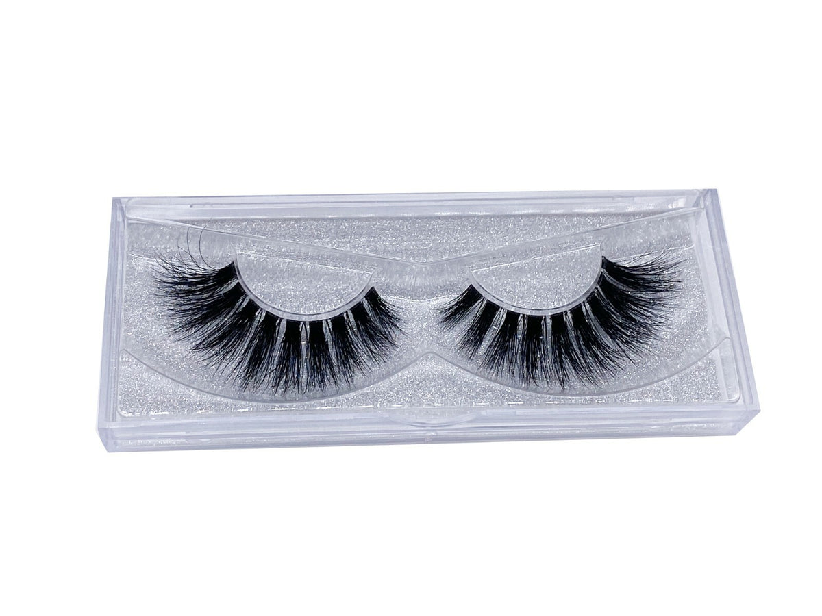 100% Real Mink Strip False Eyelashes Clear Band F203 – Cruelty-Free Handmade Lashes