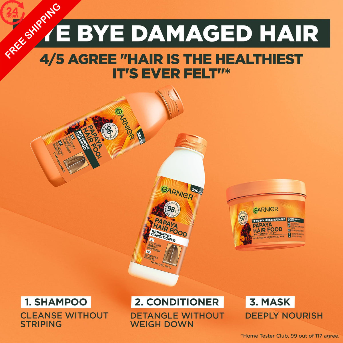 Garnier Hair Food Papaya 3-in-1 Nourishing Hair Mask & Leave-In Treatment - 13.19 Fl Oz