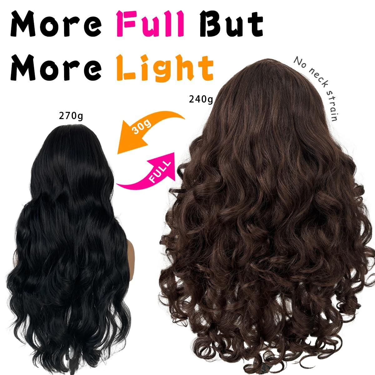 Glueless Lace Wig 13x6 Brown Yaki Body Wave Pre-Plucked Synthetic Hair