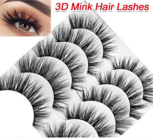 10 Pairs Mink Wispy Cross Long False Eyelashes - Soft & Thick Makeup