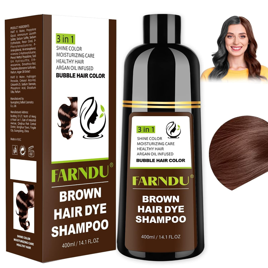 Brown Hair Dye Shampoo 3-in-1 Natural Herbal Hair Color for Gray Hair