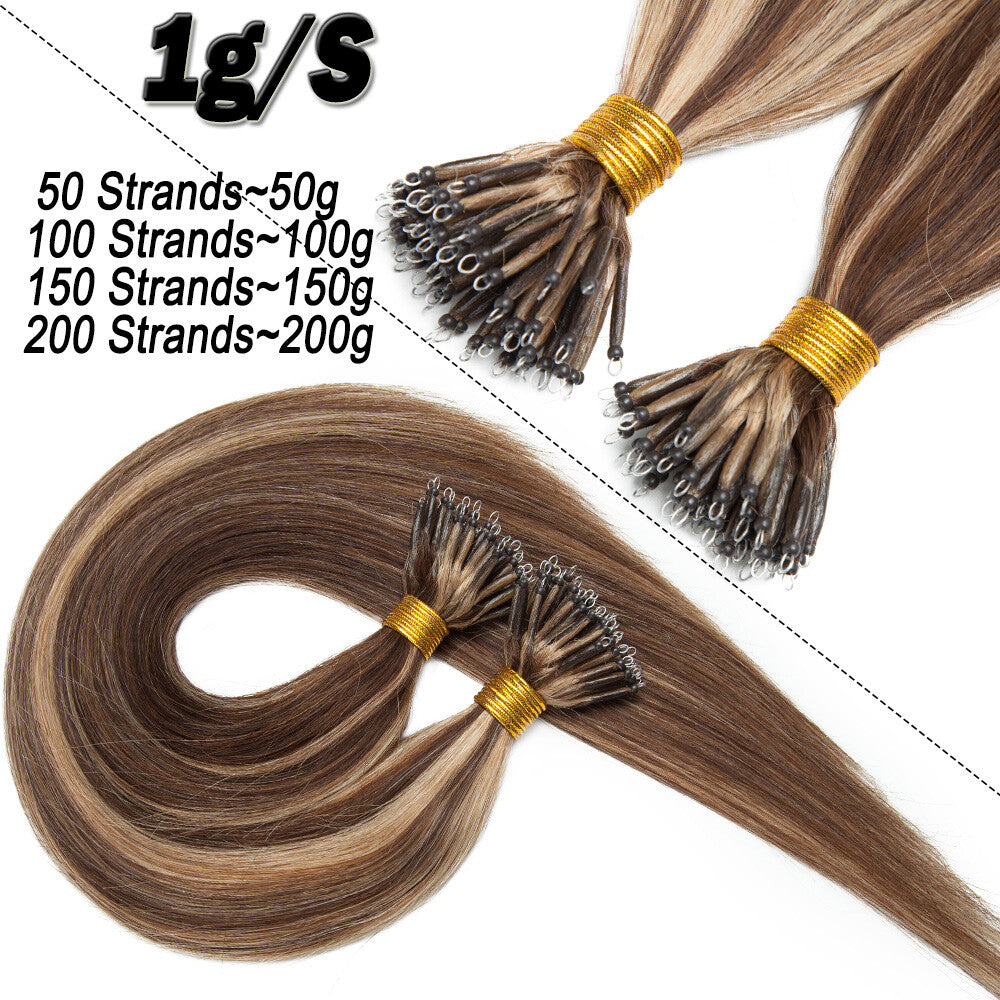 Thick Nano Ring Hair Extensions - 100% Human Hair, Microlink, Ombre