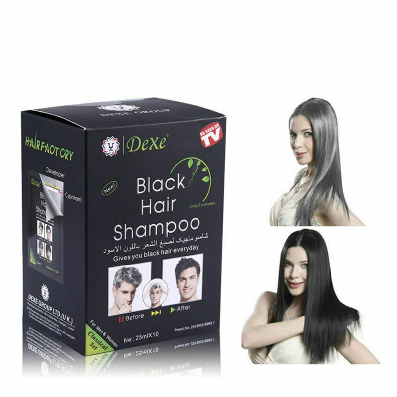 Black Hair Shampoo Natural Instant Hair Color Dye - Unisex, 10-50 Pack