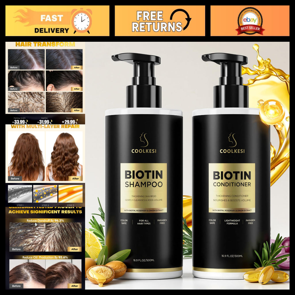 Biotin Hair Growth Shampoo & Conditioner Set for Hair Loss & Volume
