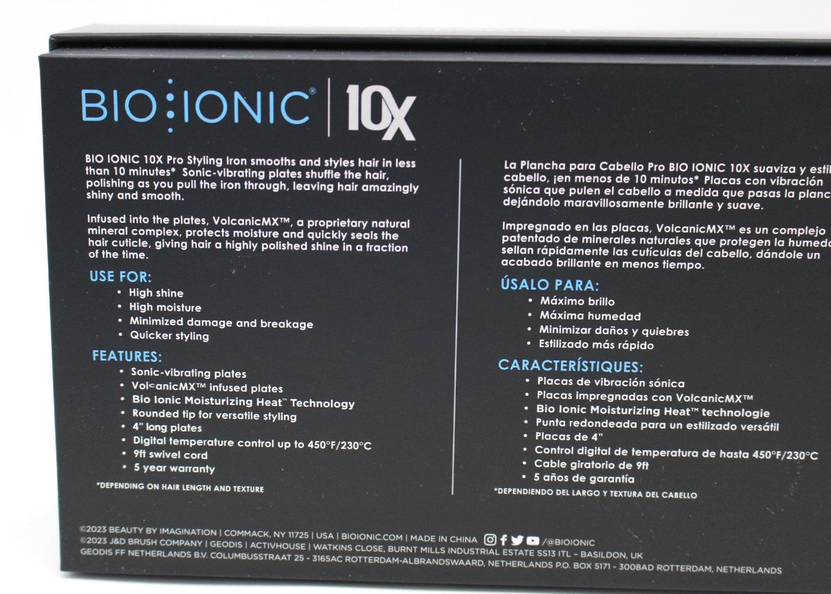 Bio Ionic 10X Pro Flat Iron 1-Inch Vibrating Plates Hair Styling Tool