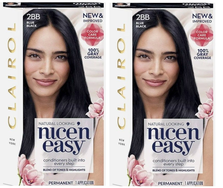 (Pack of 2) Clairol Nice'n Easy 2BB Blue Black Permanent Hair Color