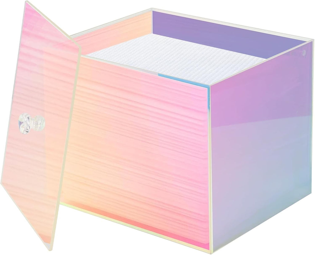 Disposable Face Towel Box, Acrylic towel holder clear rainbow lid