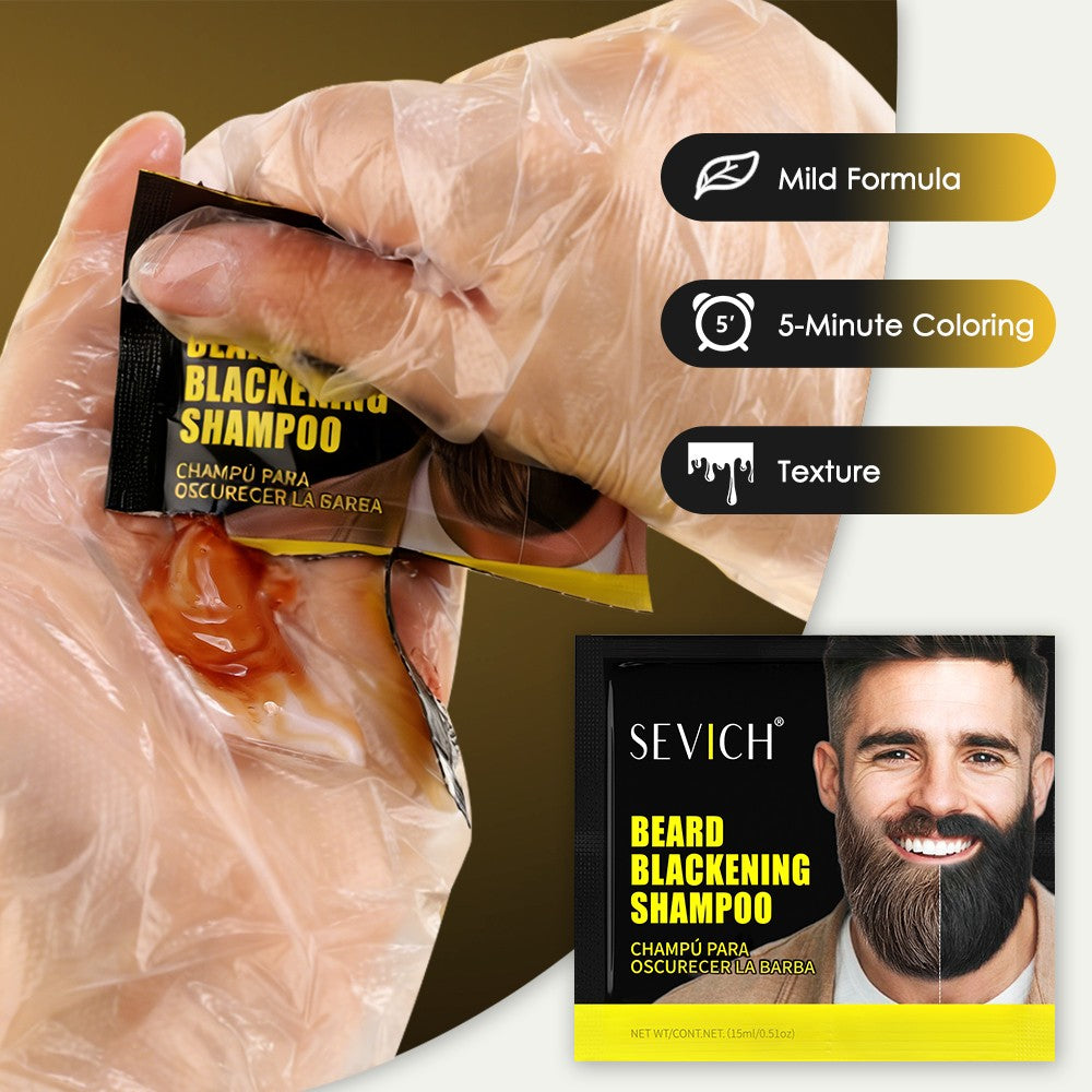 Men's 2-in-1 Beard & Hair Color Shampoo - Natural Black Dye, Permanent, 200ML