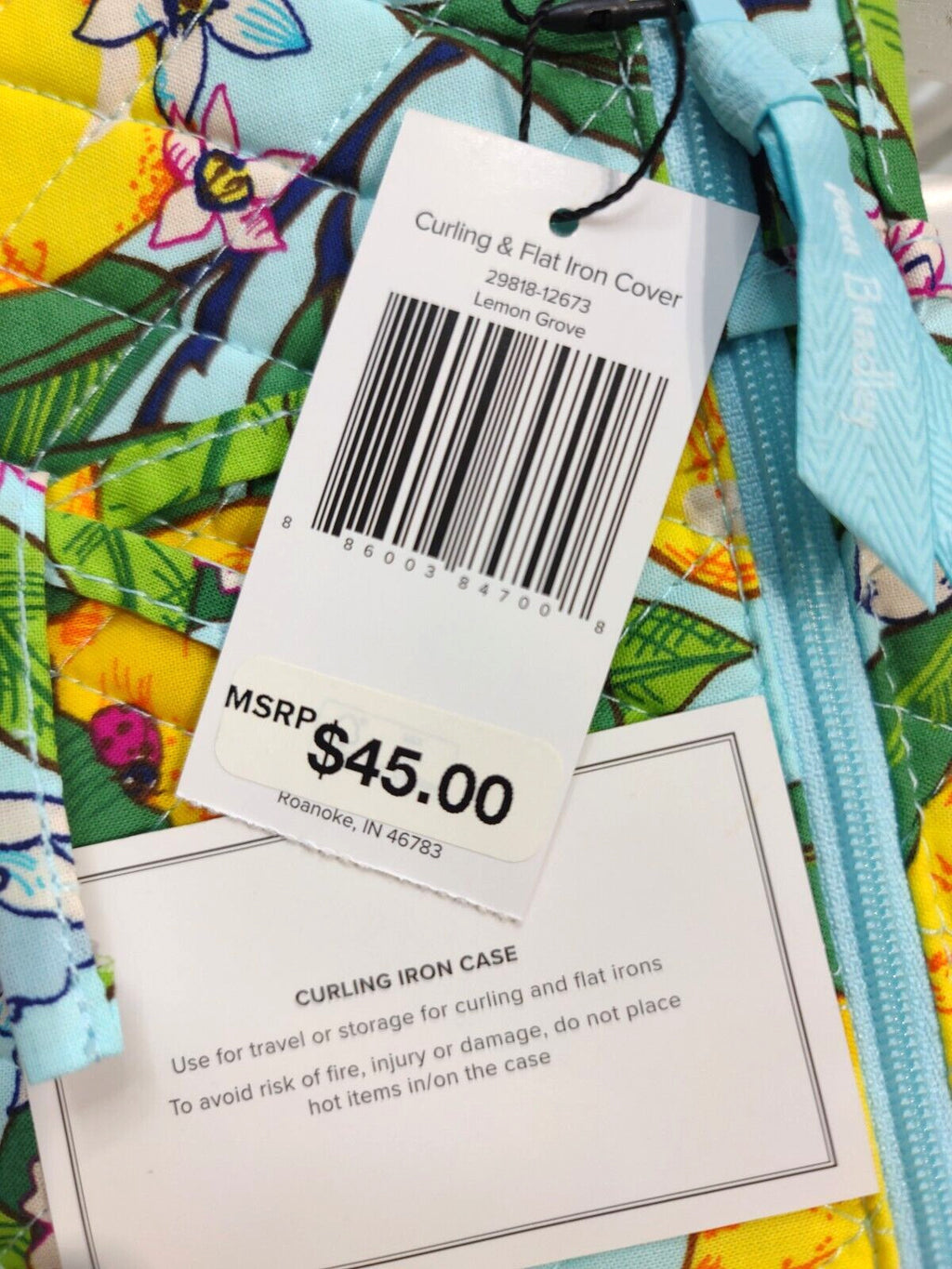 Heat-Resistant Curling Iron & Flat Iron Cover with Zippered Pocket - Lemon Grove Pattern