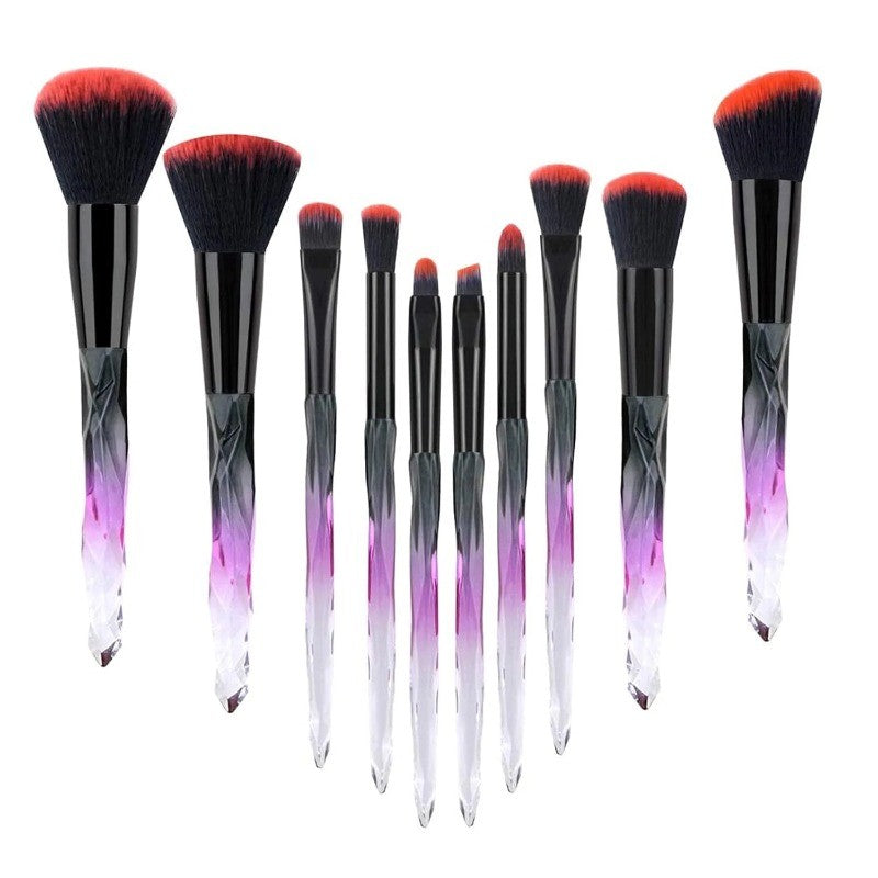 10-Piece Synthetic Makeup Brush Set with Colorful Handles for Face & Eye Makeup