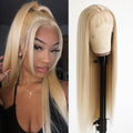 Women Blonde Lace Front Synthetic Wig Heat Safe Straight Hair - High Density