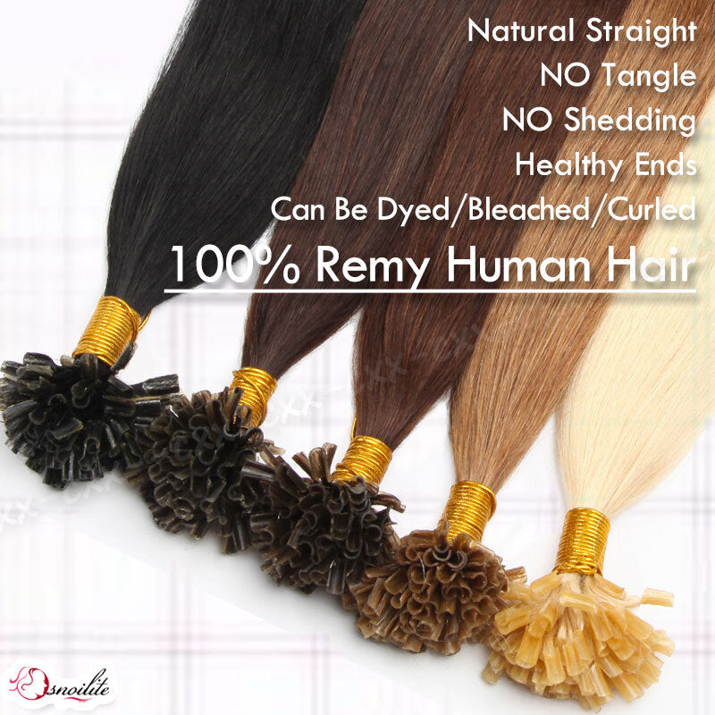 Remy Human Hair Extensions U Tip Keratin Bonds Thick Flat 16-22 Inches
