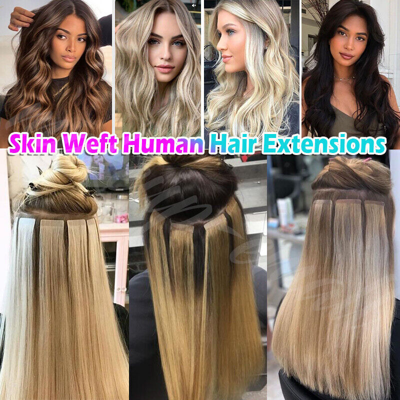 Real Remy Human Hair Extensions Tape-In Weft 24 Inches Thick & Natural Looking
