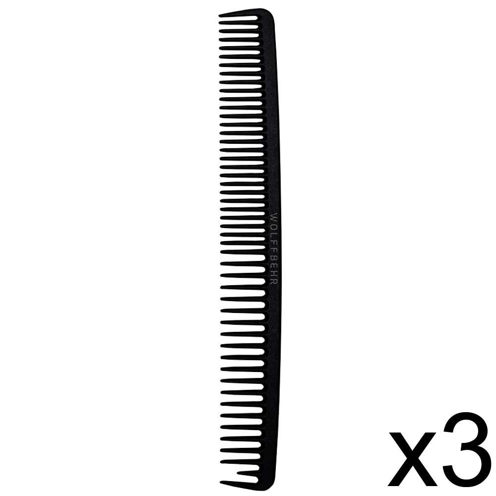 Extra Long Round Tooth Hair Comb 3 Pack for Dry or Wet Hair Styling
