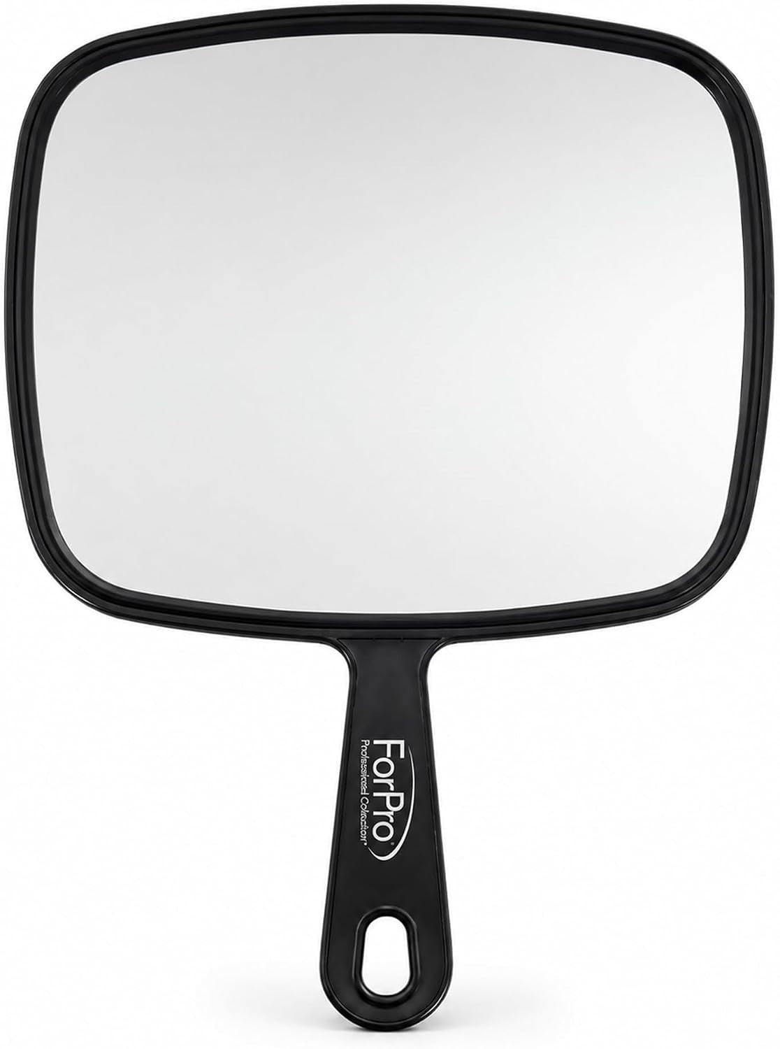 12-Inch Hand Mirror with Handle - Black Square Mirror for Home & Salon