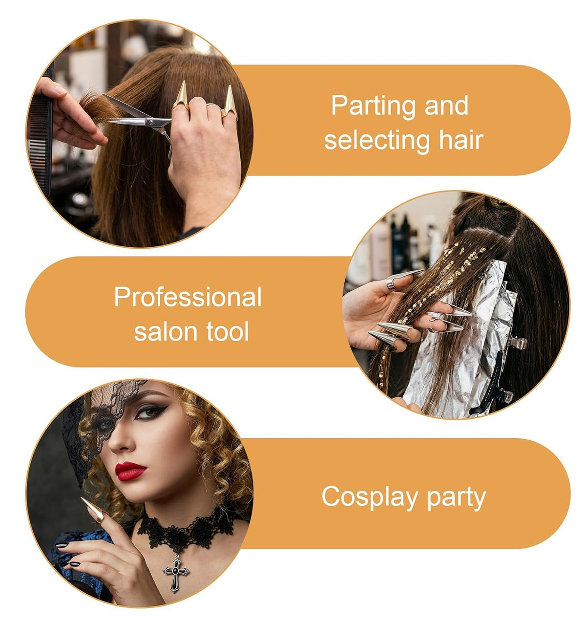 15 Pcs Metal Hair Braiding Parting Rings Set for Hair Styling & Styling Aids