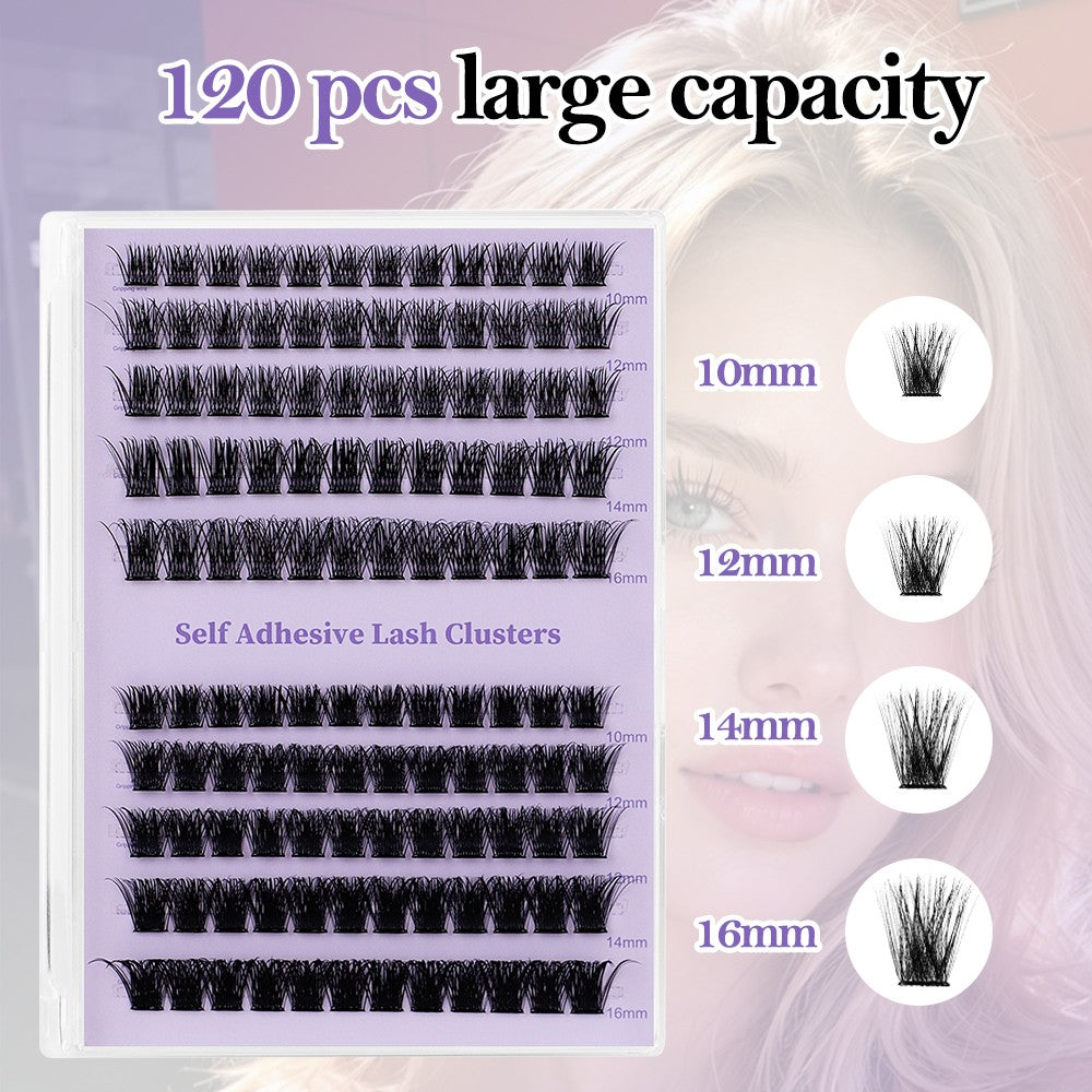 120 Pairs Self-Adhesive Wispy Lash Clusters with Tweezers - Natural Volume Eyelashes