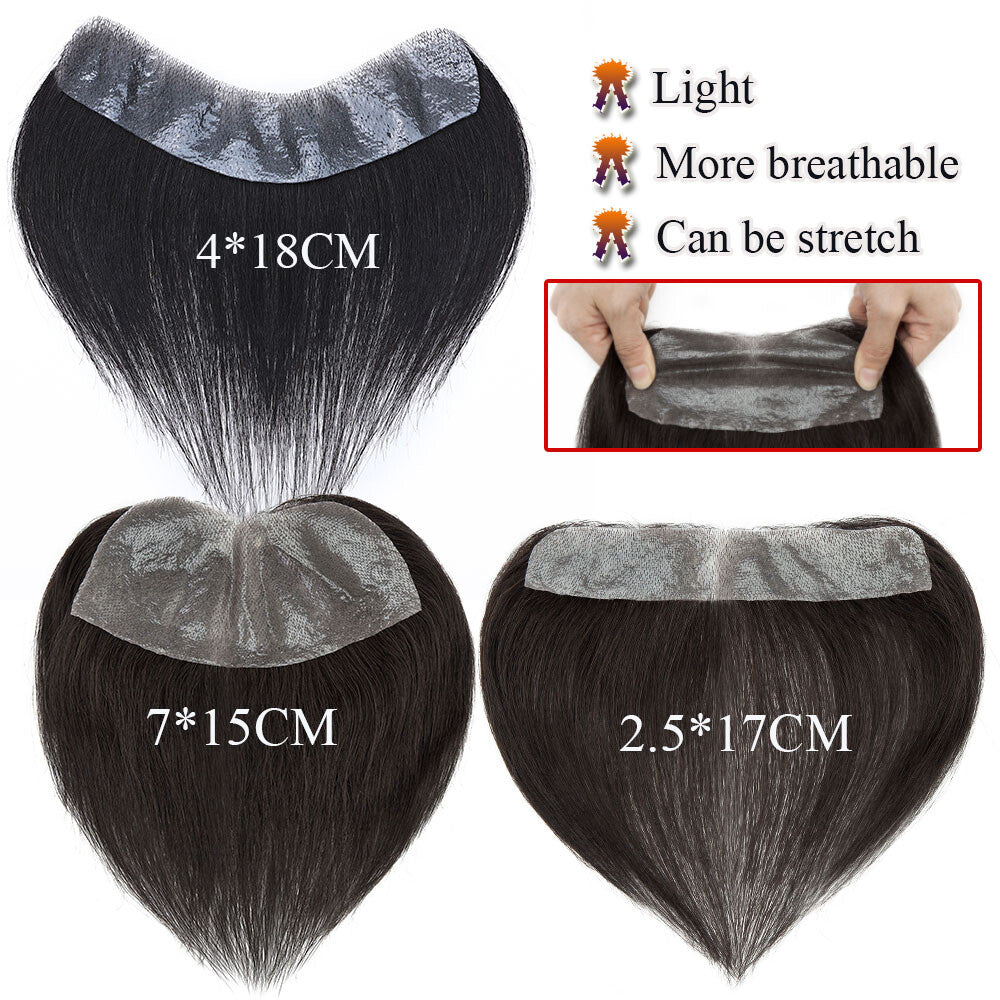 Men's Human Hair Toupee with Skin Front & Mono Base - Natural Look, Reusable, Customizable Size