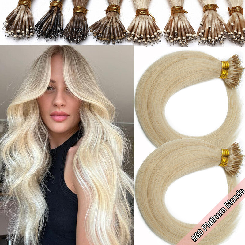 100G Nano Ring Hair Extensions - Real Human Hair, Ombre, Thick & Tangle-Free
