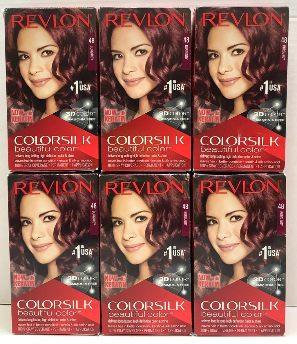 Hair Dye Set Burgundy #48 with Keratin - 6 Pack