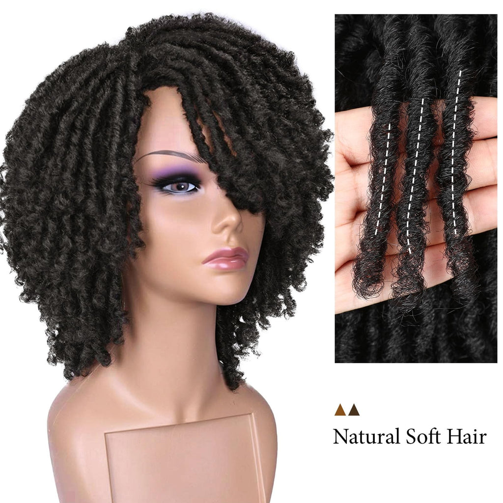 Short Twist Braided Dreadlock Wig for Black Women & Men - Synthetic Afro Style
