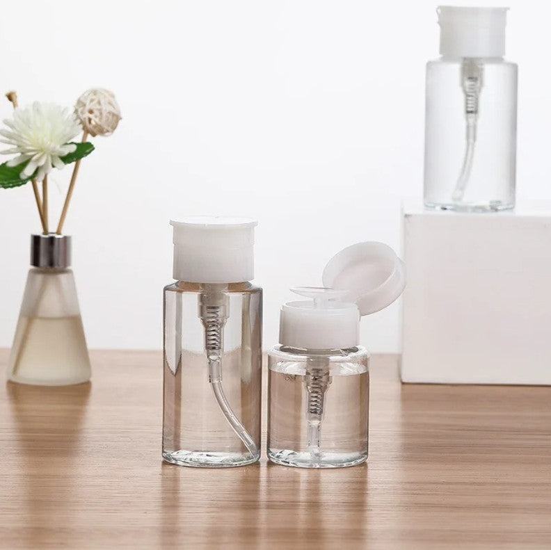 Refillable Push-Down Dispenser Bottle for Nail Polish Remover Makeup Liquids