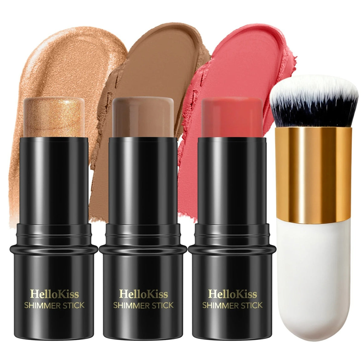 4PCS Cream Contour Stick Kit - Matte Waterproof Blush Highlighter Bronzer Set