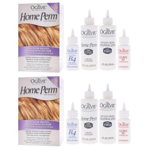 Home Perm Kit for Men & Women - Lasting Curls & Waves, Color Safe, 2 Pieces