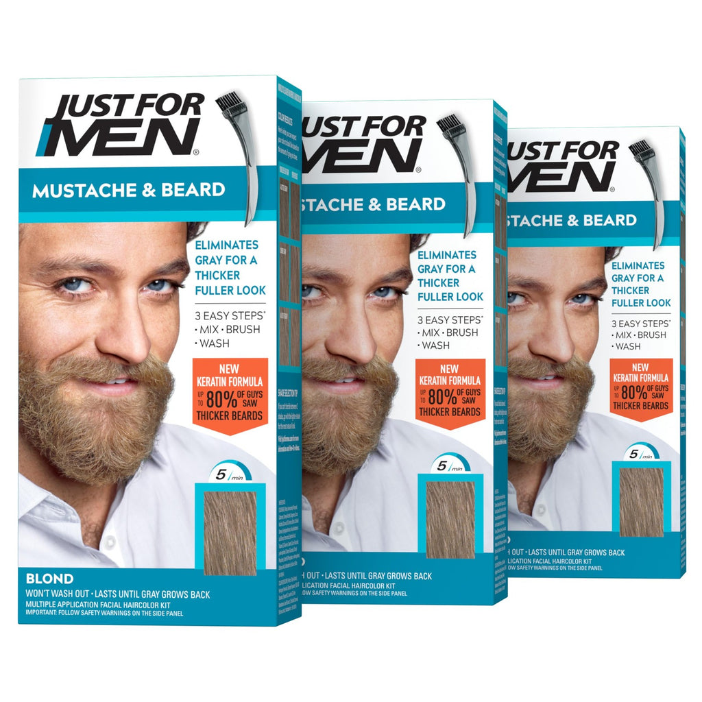 Men's Beard & Mustache Dye Kit with Brush - 12 Shades, Keratin & Natural Oils