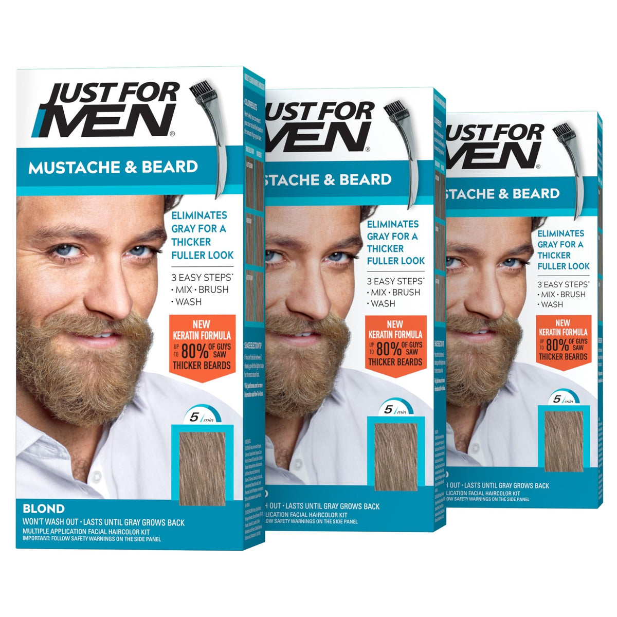 Men's Beard & Mustache Dye Kit with Brush - 12 Shades, Keratin & Natural Oils