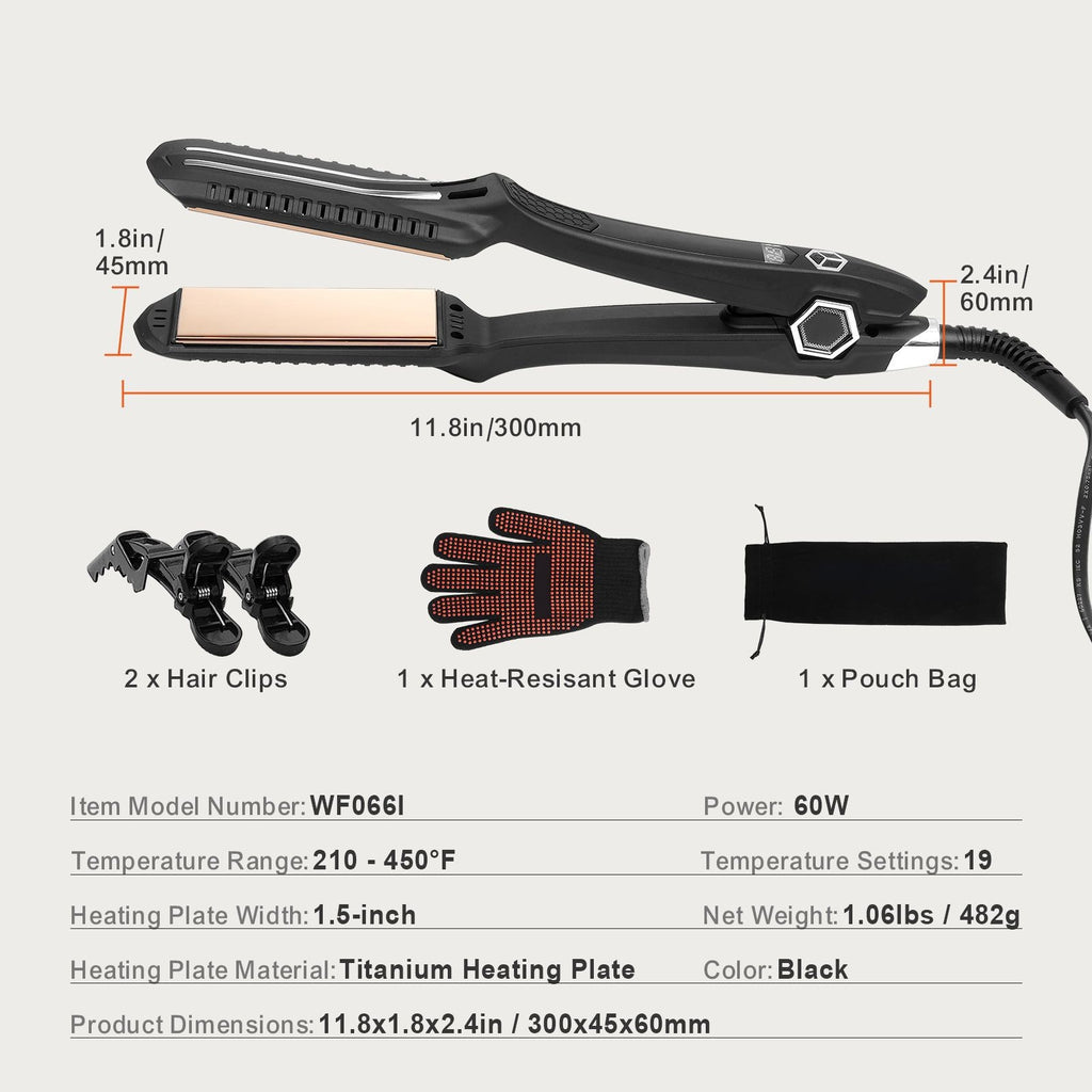 Titanium Flat Iron Hair Straightener 1.5 Inch Dual Infrared Professional Styling Tool