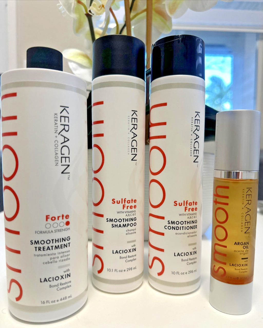 Keratin Hair Treatment Kit with Shampoo, Conditioner & Argan Oil – Salon Quality
