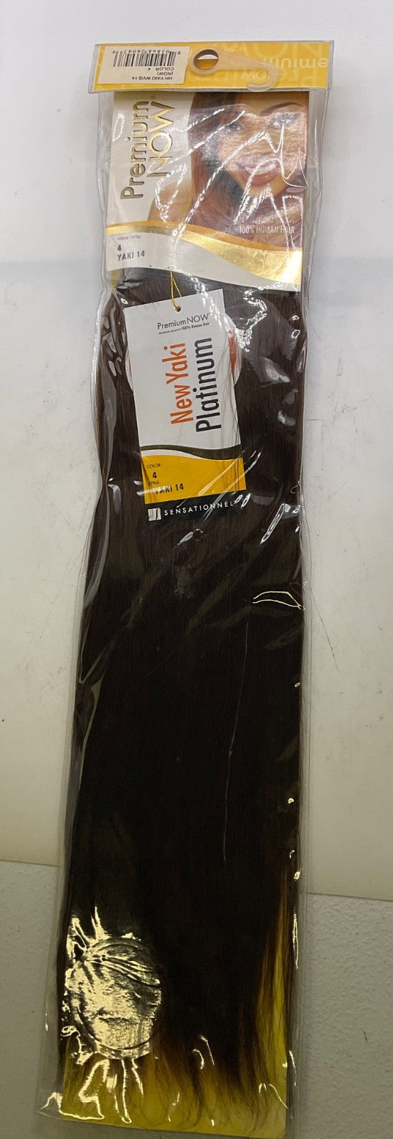 14-Inch Human Hair Yaki Hair Extensions Set - Color 4, Pack of 4